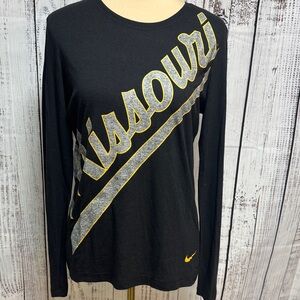 Nike Women's Black and Gold Missouri Long Sleeve Tee